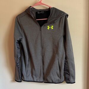 Under Armour Kids Jacket in Gray with Neon Green Logo size Y Large
